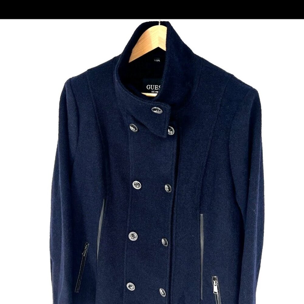 Guess Women's Dark Blue Double-Breasted Pea Coat XL - Picture 5 of 16